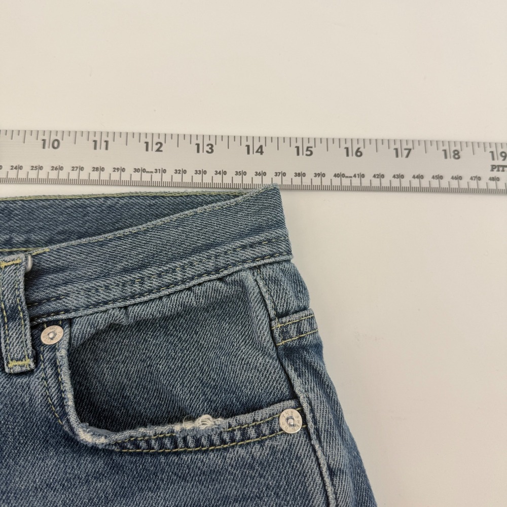 Free People We The Free Straight Leg Jeans Blue Button Fly Raw Hem Size 26 - Picture 8 of 11